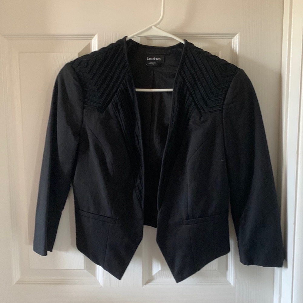 Bebe cropped 3/4 sleeve black jacket